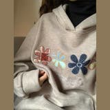 甘辛系ガールズ☆大サイズ花刺繍フード付きスウェットオーバーサイズアウター | 17kg | 詳細画像8
