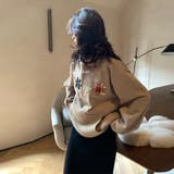 甘辛系ガールズ☆大サイズ花刺繍フード付きスウェットオーバーサイズアウター | 17kg | 詳細画像2