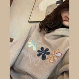 甘辛系ガールズ☆大サイズ花刺繍フード付きスウェットオーバーサイズアウター | 17kg | 詳細画像3