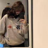 甘辛系ガールズ☆大サイズ花刺繍フード付きスウェットオーバーサイズアウター | 17kg | 詳細画像5