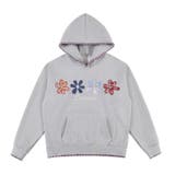 グレー(裏起毛無し) | 甘辛系ガールズ☆大サイズ花刺繍フード付きスウェットオーバーサイズアウター | 17kg