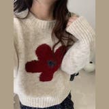 ゆるカワコーデ☆花柄ジャカードクルーネックニットショート丈プルオーバー | 17kg | 詳細画像5 