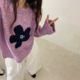 ゆるカワコーデ☆花柄ジャカードクルーネックニットショート丈プルオーバー | 17kg | 詳細画像7 