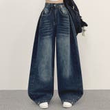 ブラック | ユニセックス☆ヴィンテージ加工ワイドデニムパンツ | 17kg