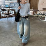 ユニセックス☆ヴィンテージ加工ワイドデニムパンツ | 17kg | 詳細画像19 