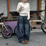 ユニセックス☆ヴィンテージ加工ワイドデニムパンツ | 17kg | 詳細画像32 