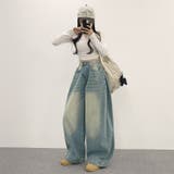 ユニセックス☆ヴィンテージ加工ワイドデニムパンツ | 17kg | 詳細画像66 