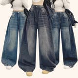 ユニセックス☆ヴィンテージ加工ワイドデニムパンツ | 17kg | 詳細画像9 