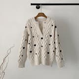 ベージュ | ゆるカワコーデ☆ハート柄ケーブル編みニットニットトップス | 17kg