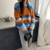 自由で個性的なスタイルを演出レインボー配色コントラストボーダーふわふわニットトッ… | 17kg | 詳細画像9 