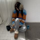 自由で個性的なスタイルを演出レインボー配色コントラストボーダーふわふわニットトッ… | 17kg | 詳細画像13 