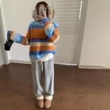 自由で個性的なスタイルを演出レインボー配色コントラストボーダーふわふわニットトッ… | 17kg | 詳細画像18 