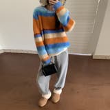 自由で個性的なスタイルを演出レインボー配色コントラストボーダーふわふわニットトッ… | 17kg | 詳細画像19 