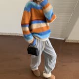 自由で個性的なスタイルを演出レインボー配色コントラストボーダーふわふわニットトッ… | 17kg | 詳細画像20 