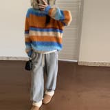 自由で個性的なスタイルを演出レインボー配色コントラストボーダーふわふわニットトッ… | 17kg | 詳細画像22 