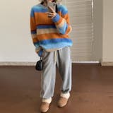 自由で個性的なスタイルを演出レインボー配色コントラストボーダーふわふわニットトッ… | 17kg | 詳細画像23 