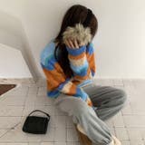 自由で個性的なスタイルを演出レインボー配色コントラストボーダーふわふわニットトッ… | 17kg | 詳細画像25 