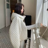 ミレニアル学園風☆軽量パフ菱形キルティングフード付き中綿ジャケット保温アウター | 17kg | 詳細画像1