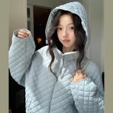 ミレニアル学園風☆軽量パフ菱形キルティングフード付き中綿ジャケット保温アウター | 17kg | 詳細画像5