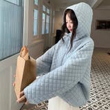 ミレニアル学園風☆軽量パフ菱形キルティングフード付き中綿ジャケット保温アウター | 17kg | 詳細画像16