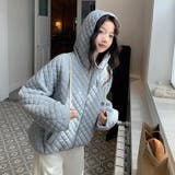 ミレニアル学園風☆軽量パフ菱形キルティングフード付き中綿ジャケット保温アウター | 17kg | 詳細画像22