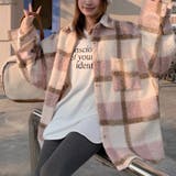 自由で個性的なスタイルを演出若見え学院風ゆったりミドル丈チェック柄ウールコート | 17kg | 詳細画像4 