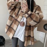 自由で個性的なスタイルを演出若見え学院風ゆったりミドル丈チェック柄ウールコート | 17kg | 詳細画像21 