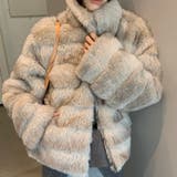 ベージュ | 甘辛系ガールズ☆レトロ調フェイクミンクゆったり中綿ファーコート | 17kg