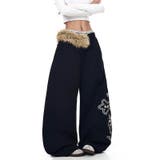 ブラック | 甘辛系ガールズ☆ウエスト毛足切替パラシュート風ワイドパンツ | 17kg