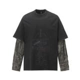 ユニセックス☆アメカジフェイクレイヤードダメージ加工ウォッシュ長袖Tシャツ | 17kg | 詳細画像1 