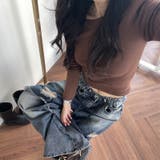 ユニセックス☆ダメージ加工フェイクレイヤード二重とろみワイドデニムパンツ | 17kg | 詳細画像10 