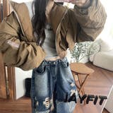 ユニセックス☆ダメージ加工フェイクレイヤード二重とろみワイドデニムパンツ | 17kg | 詳細画像27 