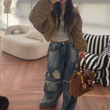 ユニセックス☆ダメージ加工フェイクレイヤード二重とろみワイドデニムパンツ | 17kg | 詳細画像28 