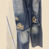 ユニセックス☆ダメージ加工フェイクレイヤード二重とろみワイドデニムパンツ | 17kg | 詳細画像34 