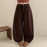 甘辛系ガールズ レトロウォッシュレオパード×文字ワッペンワイドストレートデニムパ… | 17kg | 詳細画像4 