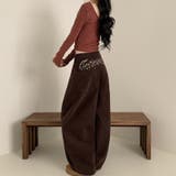 甘辛系ガールズ レトロウォッシュレオパード×文字ワッペンワイドストレートデニムパ… | 17kg | 詳細画像7 