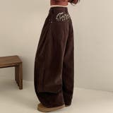 甘辛系ガールズ レトロウォッシュレオパード×文字ワッペンワイドストレートデニムパ… | 17kg | 詳細画像8 