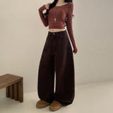 甘辛系ガールズ レトロウォッシュレオパード×文字ワッペンワイドストレートデニムパ… | 17kg | 詳細画像9 