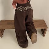 甘辛系ガールズ レトロウォッシュレオパード×文字ワッペンワイドストレートデニムパ… | 17kg | 詳細画像13 