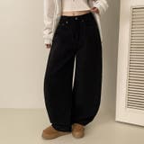 甘辛系ガールズ レトロウォッシュレオパード×文字ワッペンワイドストレートデニムパ… | 17kg | 詳細画像19 