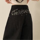 甘辛系ガールズ レトロウォッシュレオパード×文字ワッペンワイドストレートデニムパ… | 17kg | 詳細画像21 