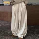 ベージュ | ゆるカワコーデ コーデュロイストライプ柄ウエストゴムドローストリング入りロングパ… | 17kg