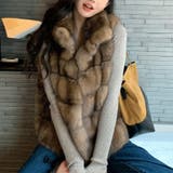 甘辛系ガールズ ふわふわフェイクファーおしゃれでレトロなフェイクミンクベスト ジ… | 17kg | 詳細画像1 