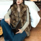甘辛系ガールズ ふわふわフェイクファーおしゃれでレトロなフェイクミンクベスト ジ… | 17kg | 詳細画像3 