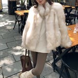 ホワイト | 甘辛系ガールズ☆スタンドカラー 上品で華やかなフェイクファーコートエコファー | 17kg