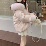 ピンク | ゆるカワコーデ☆フォックス風ビッグファーフード付き ショート丈ダウンジャケット | 17kg