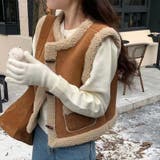 コーヒー | 大人っぽく洗練された☆シープボア×フェイクファー牛角ボタン ベスト/ジレ | 17kg