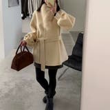 甘辛系ガールズ フォックスファーダブルフェイス カシミヤ混コートウエストリボン付… | 17kg | 詳細画像7 