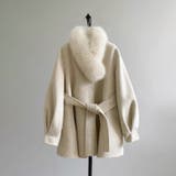 ベージュ | 甘辛系ガールズ フォックスファーダブルフェイス カシミヤ混コートウエストリボン付… | 17kg