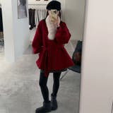 レッド | 甘辛系ガールズ フォックスファーダブルフェイス カシミヤ混コートウエストリボン付… | 17kg